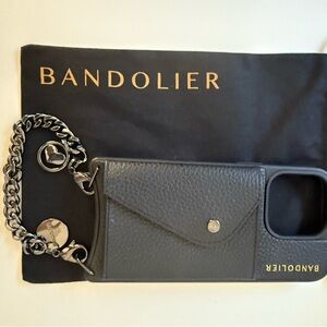 Bandolier Black/Pewter Leather Phone Case with Chain